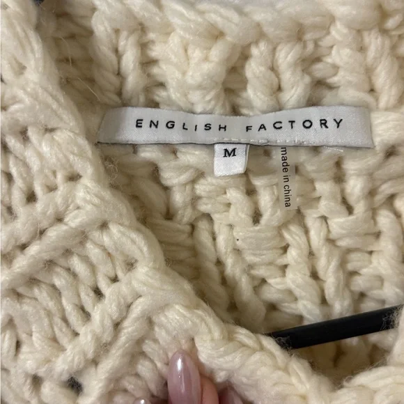 Chunky Ivory Knit Sleeveless Sweater Vest by English Factory - Picture 2 of 6